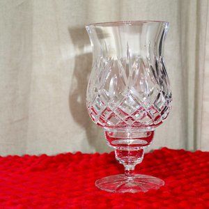 Vintage Oneida Lead Crystal Hurricane Lamp Candle Holder Hand Cut Blown 8 3/4"